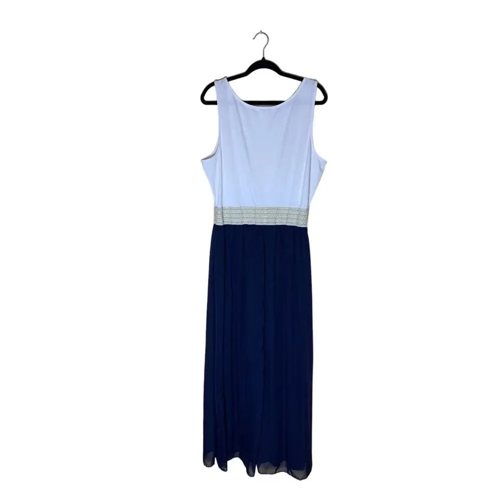 3‎ Girls Clothing Maxi Dress Sleeveless White Navy Size 3X